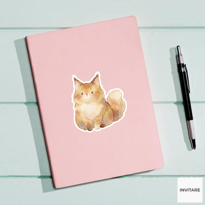 Maine Coon Sticker Watercolor Mellow Majestic Fluffy Cat Decal for Journal Planner Gift
