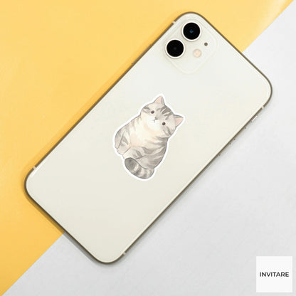 Silver Tabby Sticker Watercolor American Shorthair Cat Decal for Journal Planner Gift