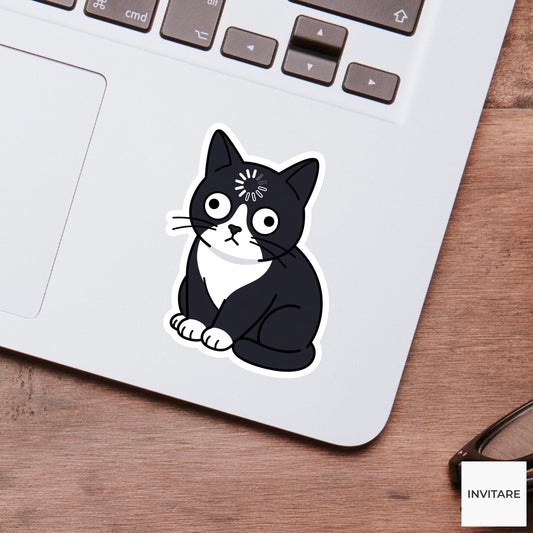 Tuxedo Cat Sticker Loading Meme Buffering Decal Funny No Thoughts Head Empty for Laptop