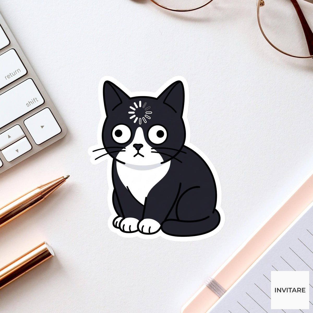 Tuxedo Cat Sticker Loading Meme Buffering Decal Funny No Thoughts Head Empty for Laptop