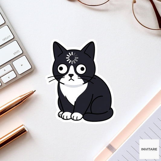 Tuxedo Cat Sticker Loading Meme Buffering Decal Funny No Thoughts Head Empty for Laptop