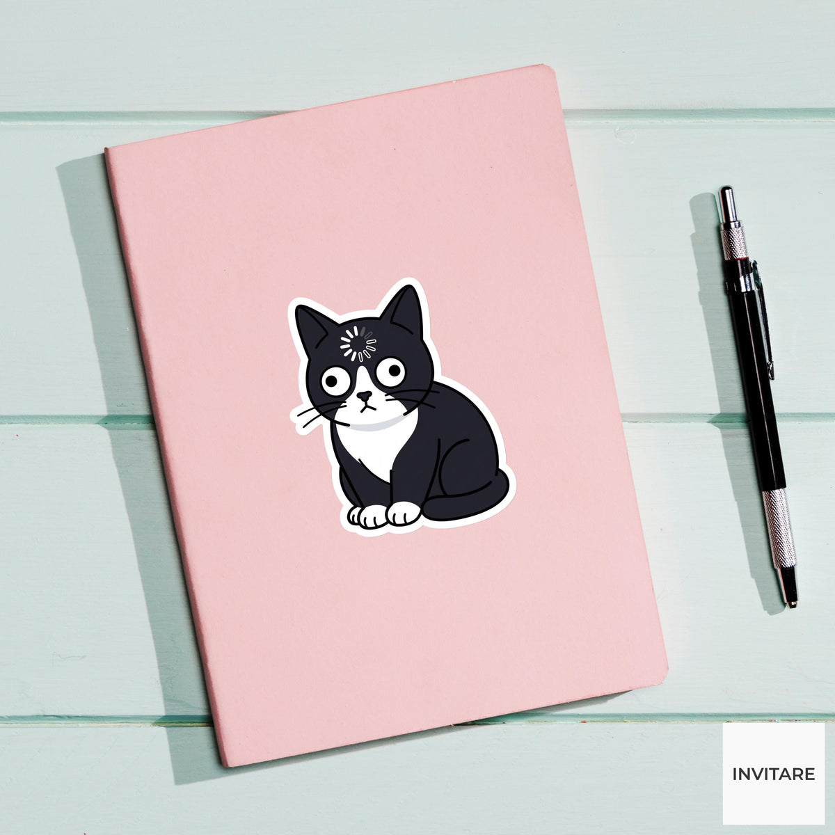 Tuxedo Cat Sticker Loading Meme Buffering Decal Funny No Thoughts Head Empty for Laptop