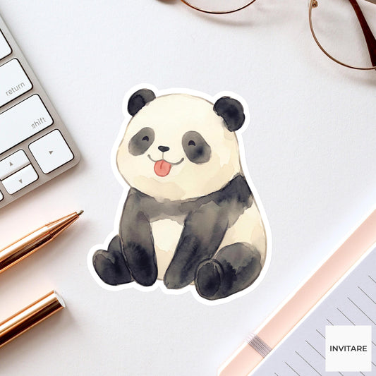 Panda Sticker Watercolor Mellow Happy Blep Bear Decal for Journal Planner Gift Stationery Art