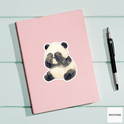 Panda Sticker Watercolor Shy Peek-a-boo Bear Decal for Journal Planner Stationery Gift Art