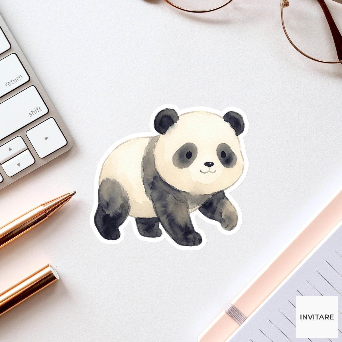 Panda Sticker Watercolor Mellow Walking Forest Bear Decal for Journal Planner Gift Stationery Art