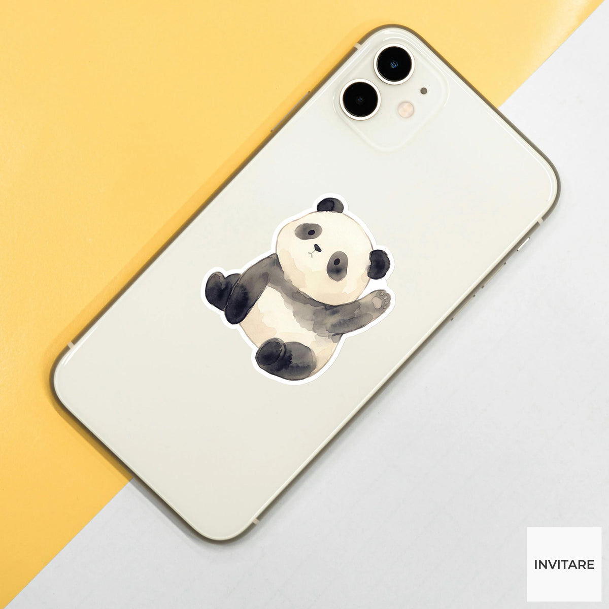 Watercolor Panda Sticker: Hand-Painted Mellow Bear Decal for Journals, Planners