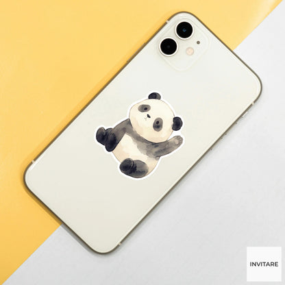 Watercolor Panda Sticker: Hand-Painted Mellow Bear Decal for Journals, Planners