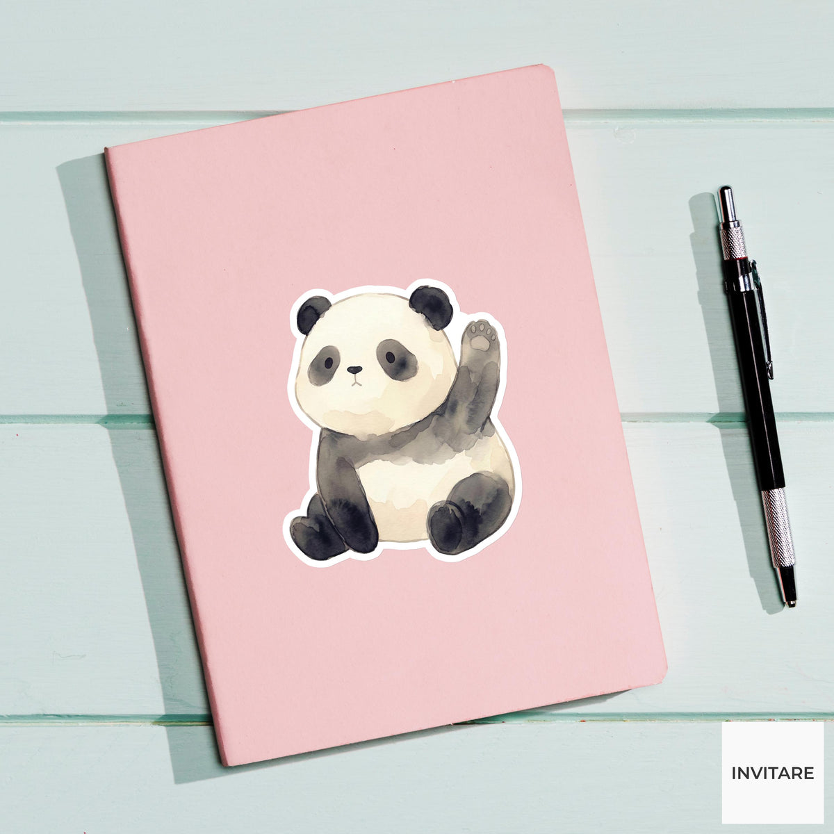 Watercolor Panda Sticker: Hand-Painted Mellow Bear Decal for Journals, Planners