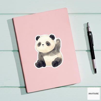 Watercolor Panda Sticker: Hand-Painted Mellow Bear Decal for Journals, Planners