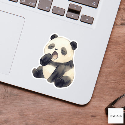 Panda Sticker Watercolor Yawning Sleepy Bear Decal for Journal Planner Gift Stationery Art Illustration