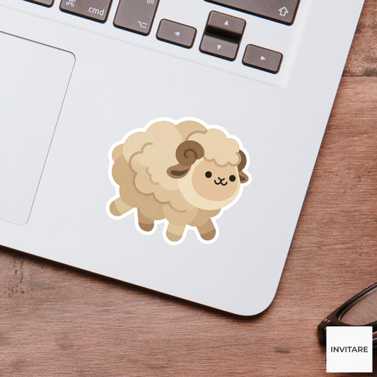 Sheep Sticker Mellow Wooly Ram Watercolor Sand Toned Decal for Journal Planner Gift Stationery