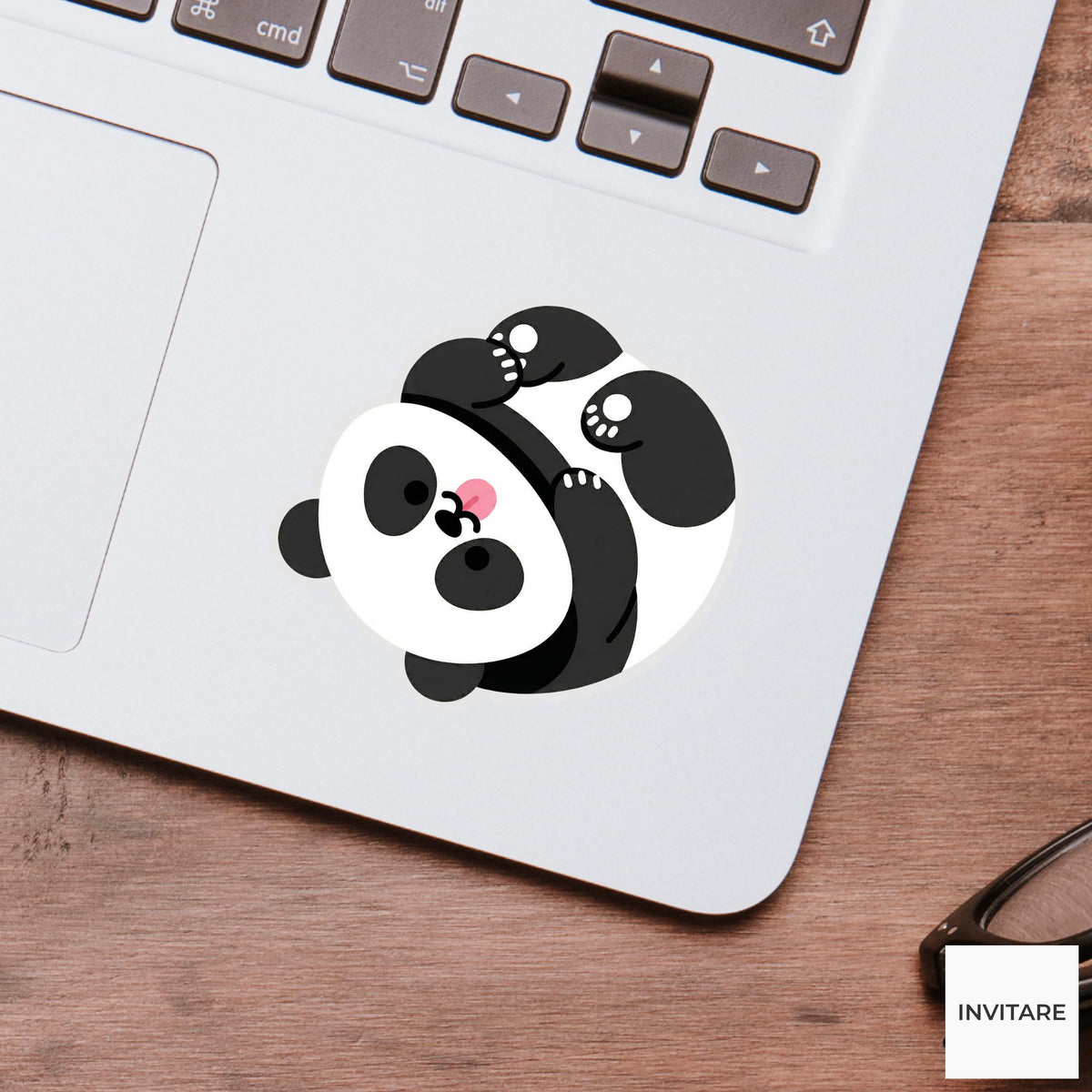 Panda Sticker Vector Bold Blep Rolling Animal Decal for Laptop Journal Planner Gift Stationery