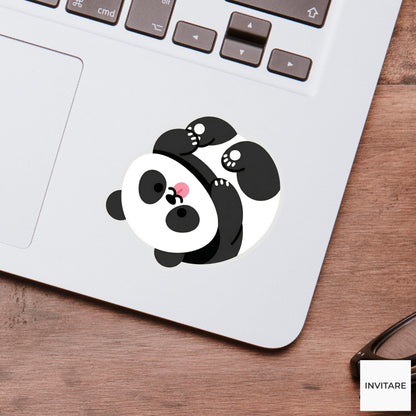 Panda Sticker Vector Bold Blep Rolling Animal Decal for Laptop Journal Planner Gift Stationery
