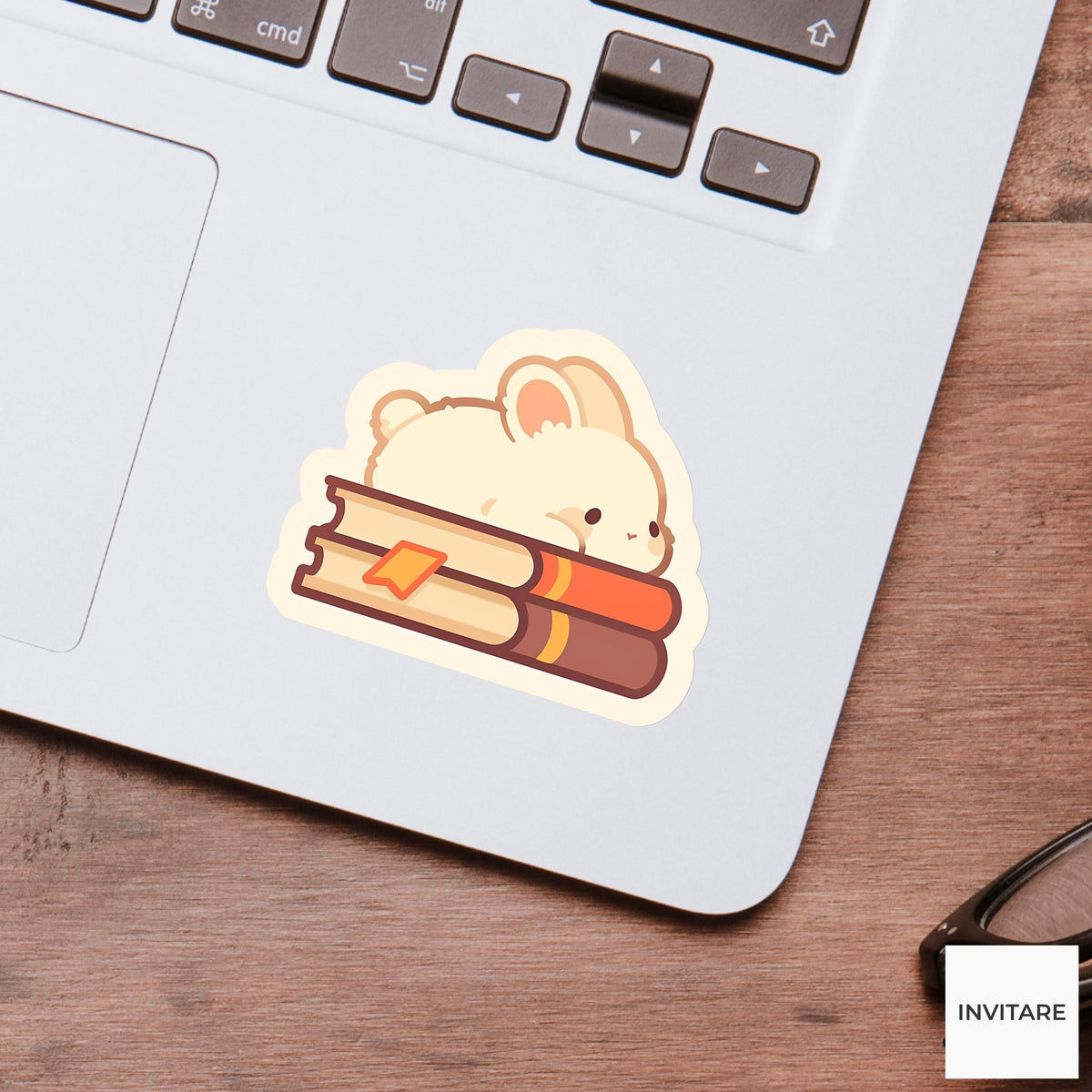 Bunny Book Sticker, Cozy Reading Vinyl Decal, Bookish Gift for Kindle Laptop Journal Readers