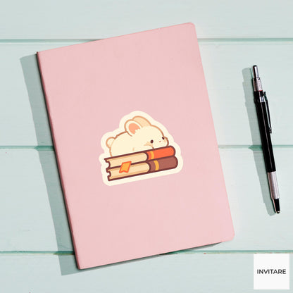 Bunny Book Sticker, Cozy Reading Vinyl Decal, Bookish Gift for Kindle Laptop Journal Readers