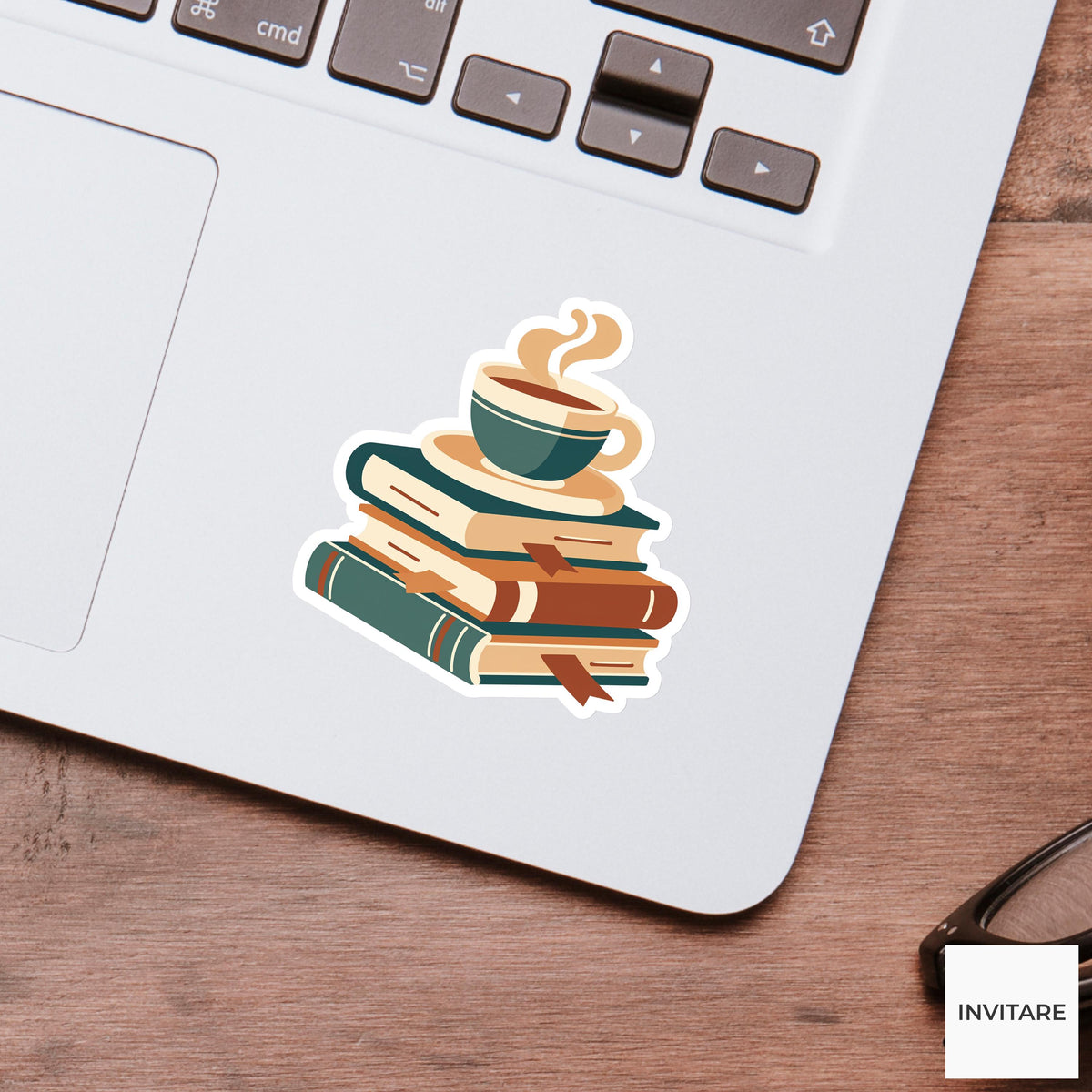 Coffee Book Sticker, Cozy Reading Vinyl Decal, Bookish Gift for Kindle Laptop Journal Decor