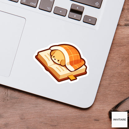 Sleeping Dog Book Sticker, Cozy Reading Vinyl Decal, Bookish Gift for Kindle Journal Readers