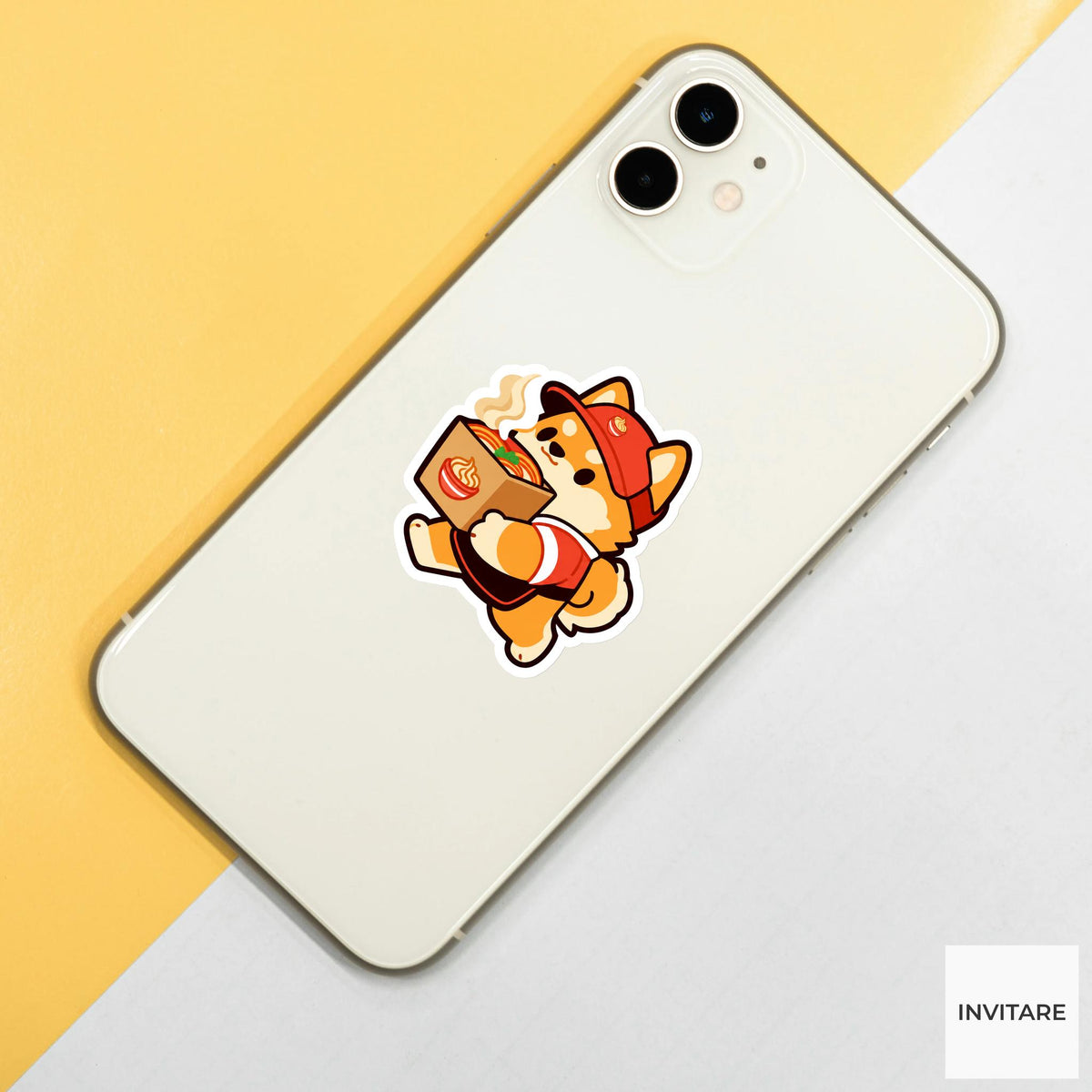 Shiba Ramen Delivery Sticker, Dog Lover Food Decal, Vinyl Laptop Art