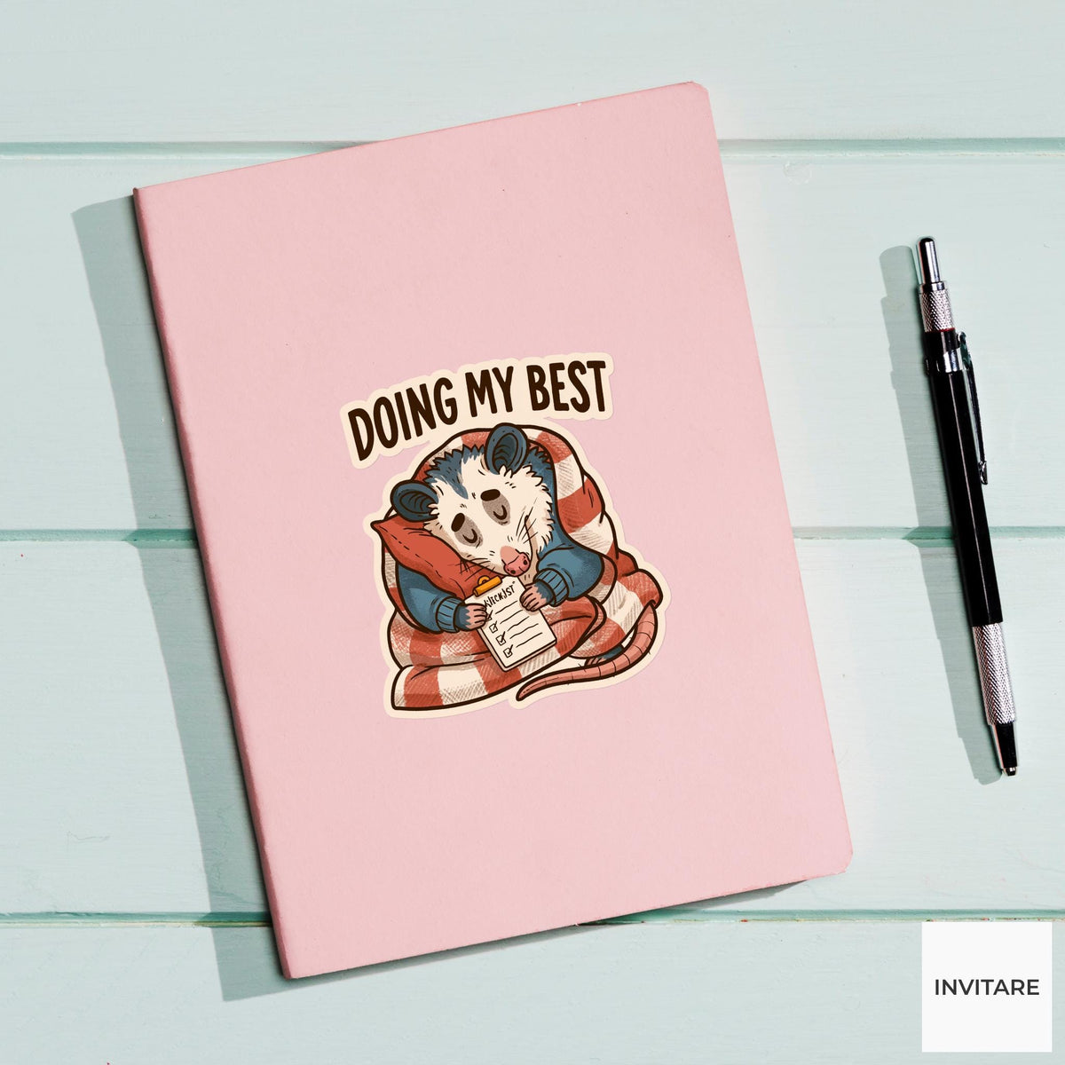 Doing My Best Possum Sticker, Funny Cozy Burnout Planner Laptop Decal