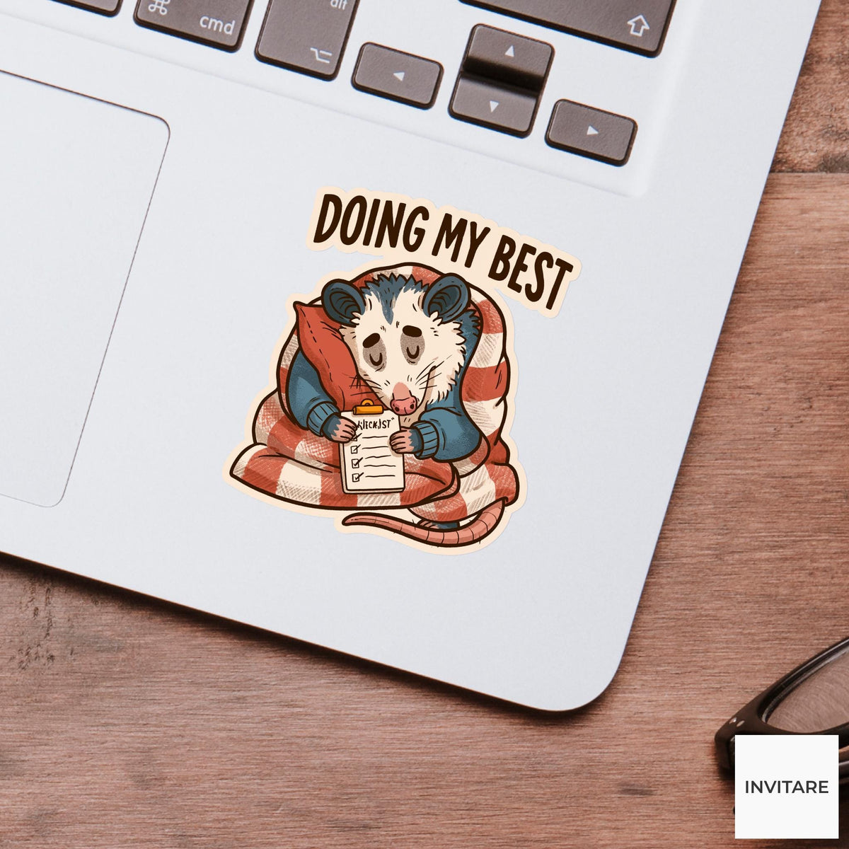 Doing My Best Possum Sticker, Funny Cozy Burnout Planner Laptop Decal