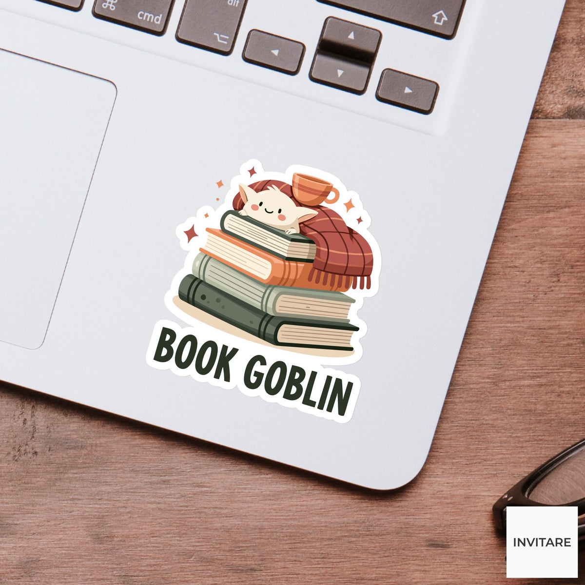 Book Goblin Sticker, Funny Cozy Reader Kindle Laptop Water Bottle Decal