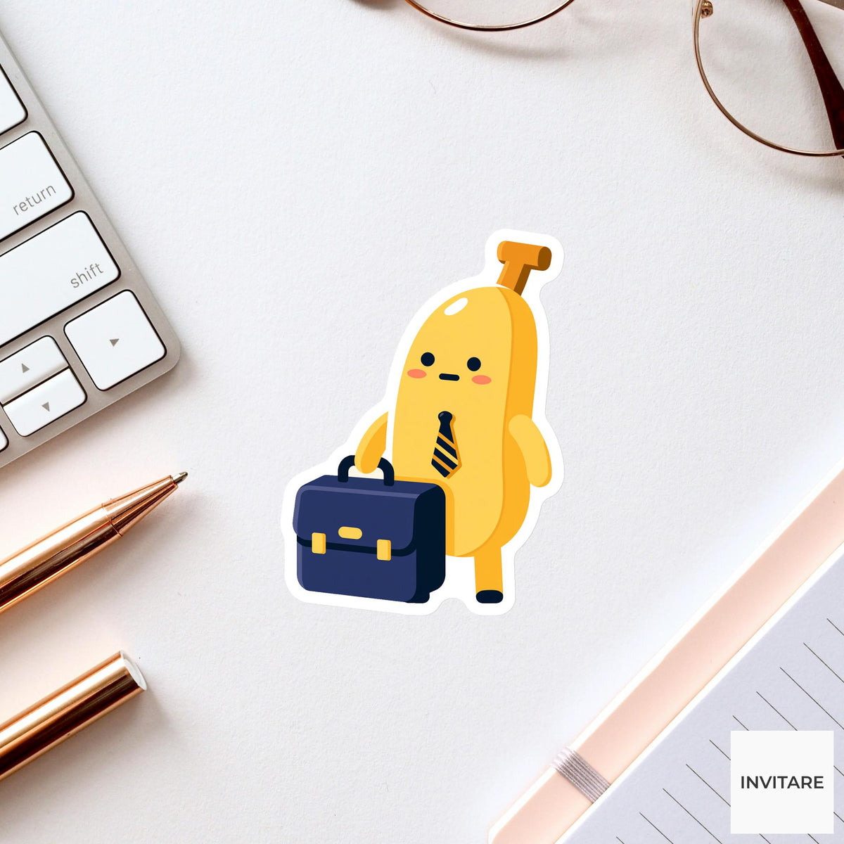 Business Banana Sticker, Funny Office Meme Laptop Planner Water Bottle Decal