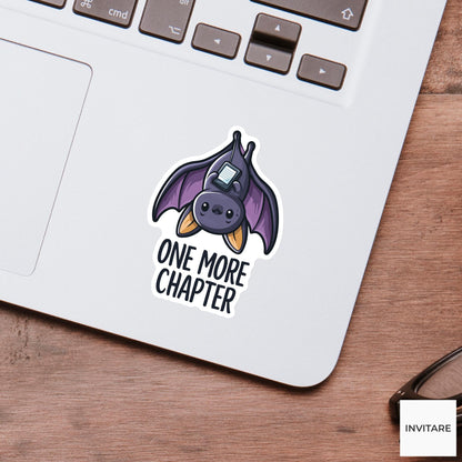 One More Chapter Bat Sticker, Funny Night Reader Kindle Laptop Decal