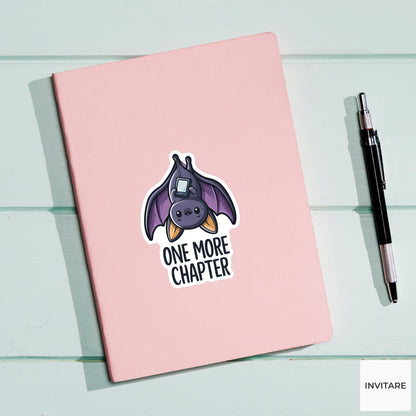 One More Chapter Bat Sticker, Funny Night Reader Kindle Laptop Decal