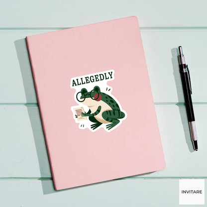 Allegedly Frog Lawyer Sticker, Funny Legal Meme Laptop Water Bottle Decal