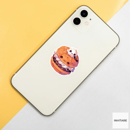 Pumpkin Macaron Ghost Sticker, Halloween Bakery Decal for Dessert Lovers