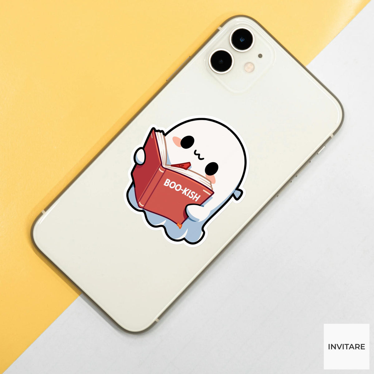 Boo Kish Ghost Reader Sticker, Funny Bookish Halloween Decal for Kindle Journals