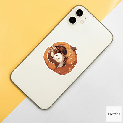 Pumpkin Reading Nook Ghost Sticker, Cozy Bookish Halloween Decal for Journals