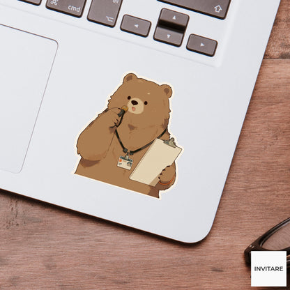 Bear Camp Counselor Sticker, Funny Summer Camp Chaos Decal for Journals