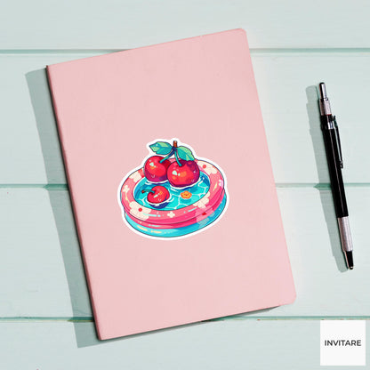 Cherry Pool Float Sticker, Cute Fruit Summer Decal for Journals