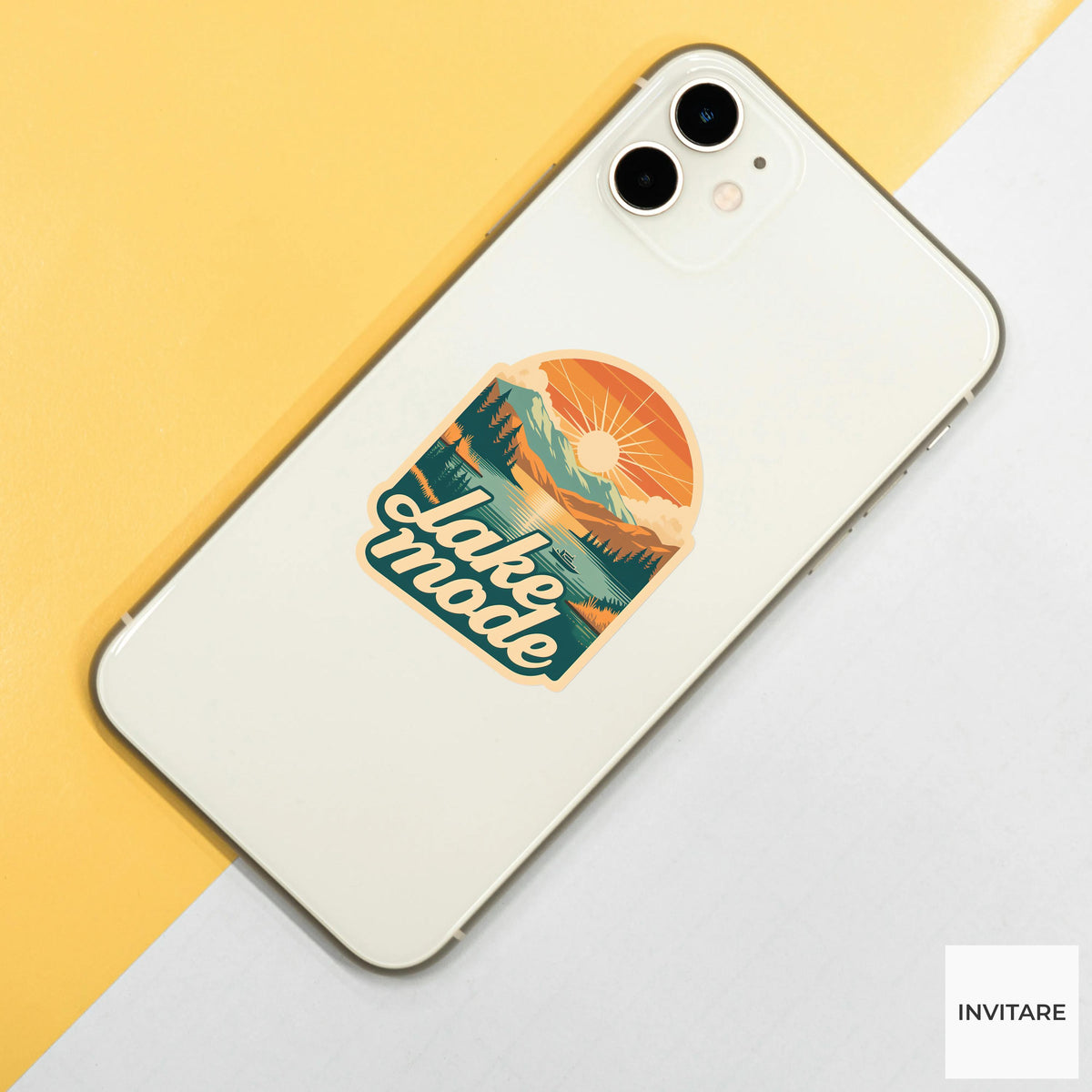 Lake Mode Sticker, Retro Summer Lake House Decal for Laptops