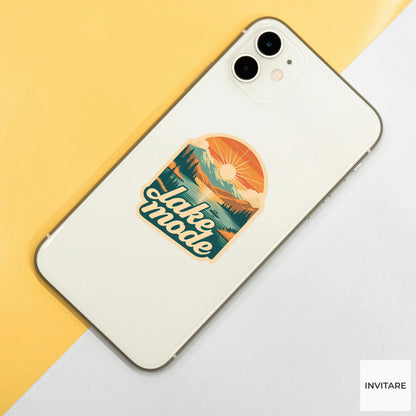 Lake Mode Sticker, Retro Summer Lake House Decal for Laptops
