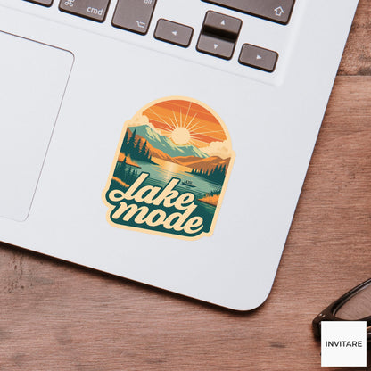 Lake Mode Sticker, Retro Summer Lake House Decal for Laptops