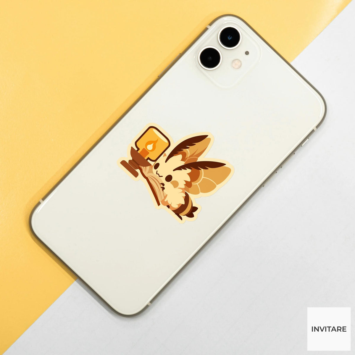 Moth Reading Lamp Sticker, Cozy Bookish Cottagecore Laptop Decal
