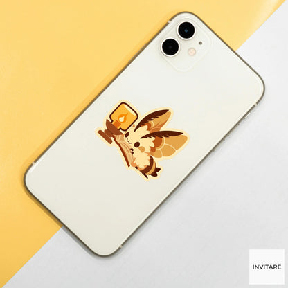 Moth Reading Lamp Sticker, Cozy Bookish Cottagecore Laptop Decal