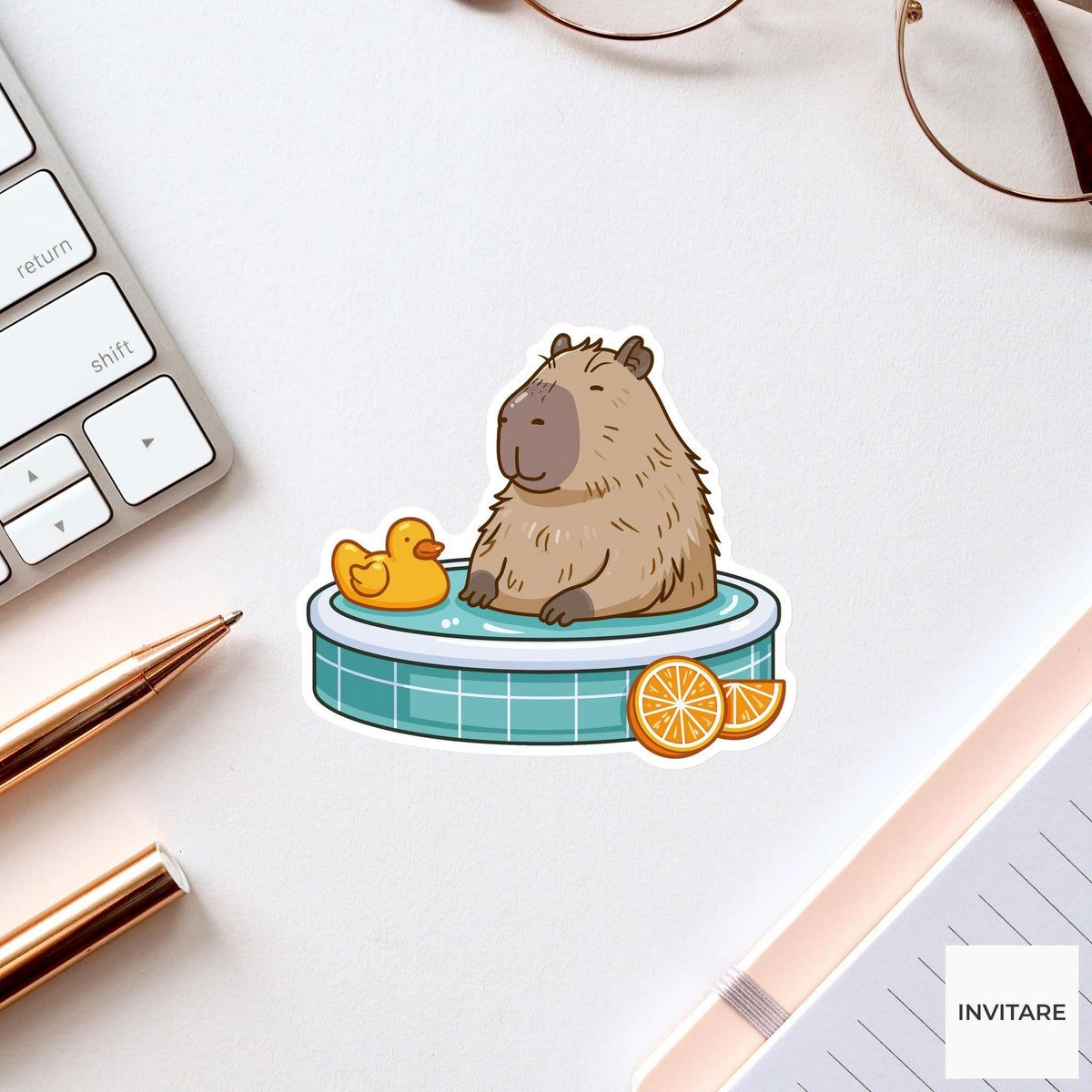 Capybara Hot Tub Sticker, Funny Relaxed Animal Laptop Water Bottle Decal