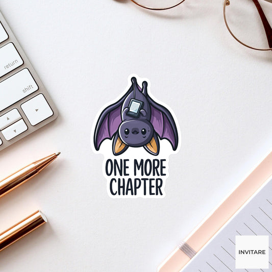 One More Chapter Bat Sticker, Funny Night Reader Kindle Laptop Decal