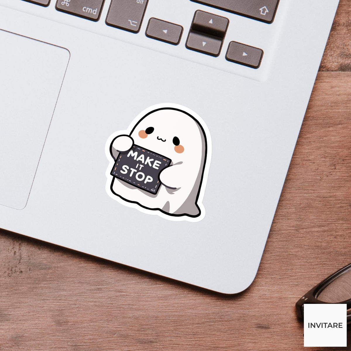 Make It Stop Ghost Sticker, Funny Halloween Work Panic Decal