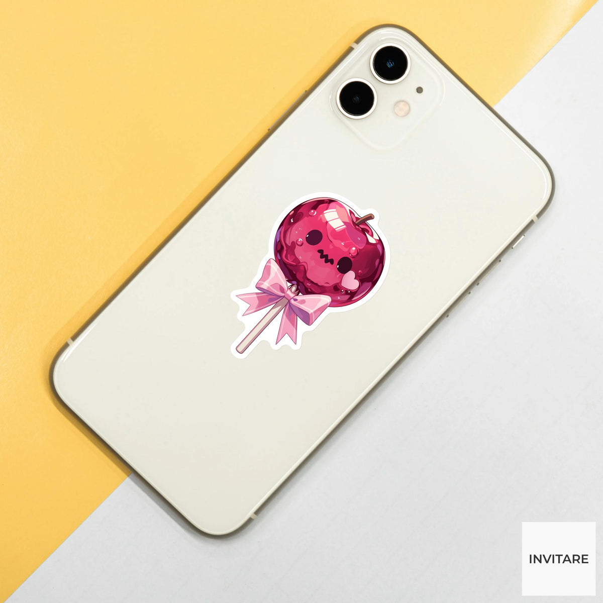 Zombie Candy Apple Sticker, Pastel Goth Halloween Treat Decal for Journals