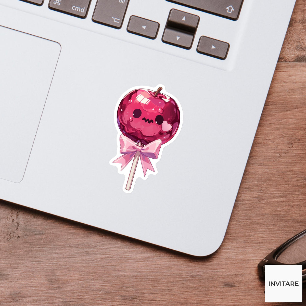 Zombie Candy Apple Sticker, Pastel Goth Halloween Treat Decal for Journals