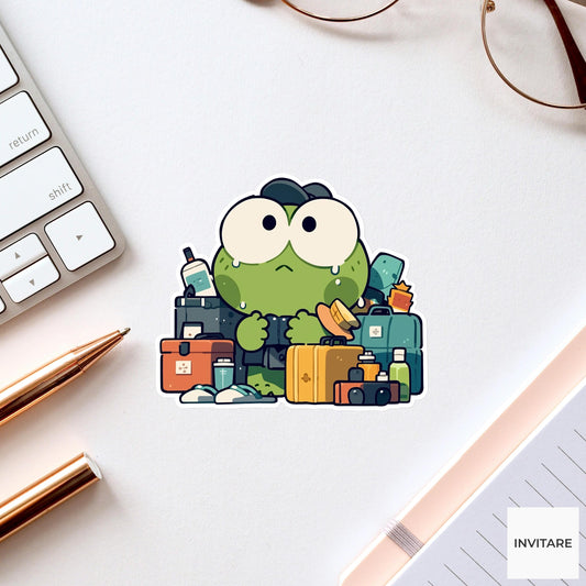 Frog Airport Security Sticker, Funny Vacation Chaos Travel Decal for Laptops