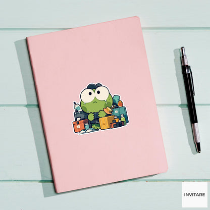 Frog Airport Security Sticker, Funny Vacation Chaos Travel Decal for Laptops