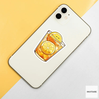 Lemon Iced Tea Sticker, Cute Summer Drink Decal for Journals