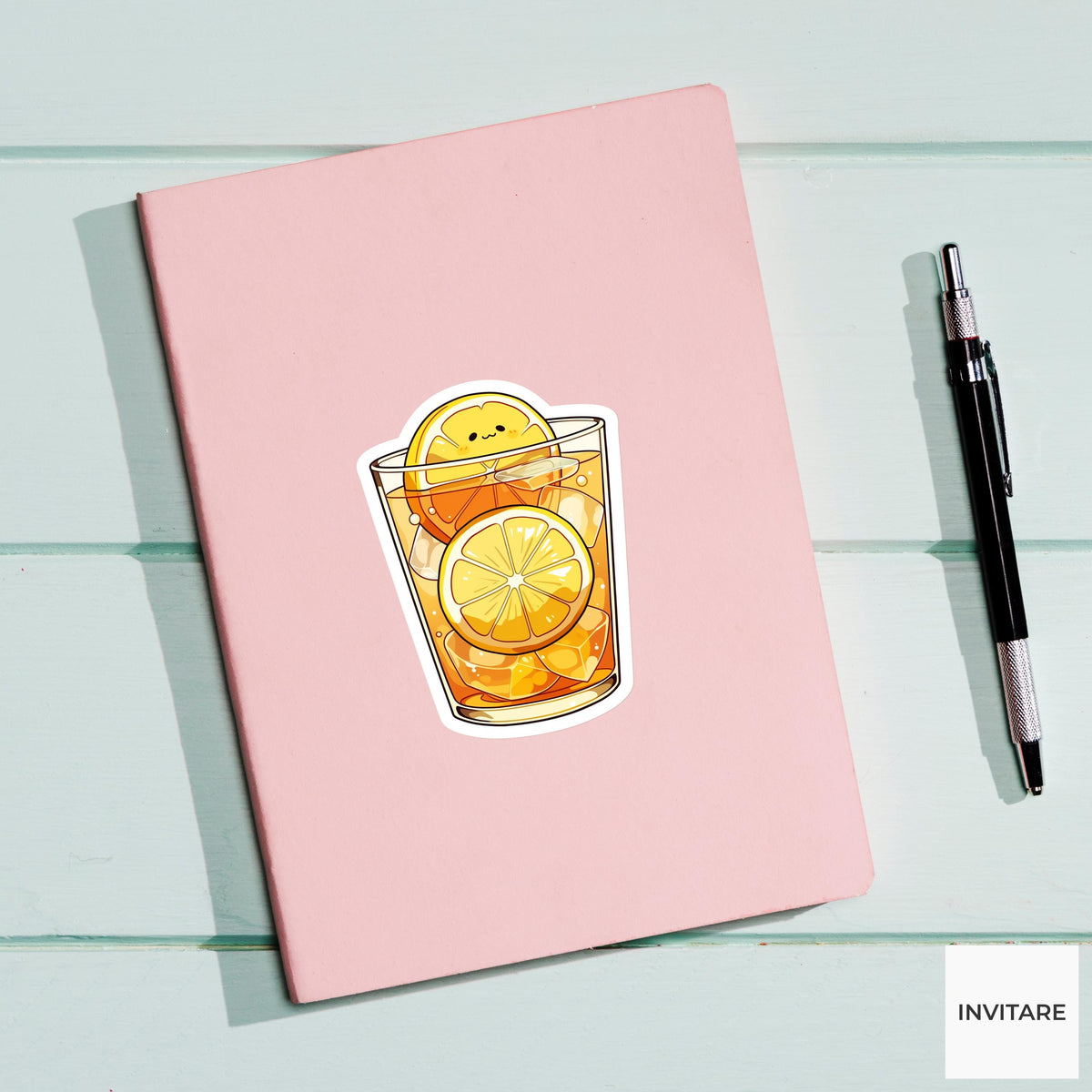 Lemon Iced Tea Sticker, Cute Summer Drink Decal for Journals