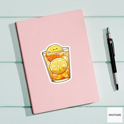 Lemon Iced Tea Sticker, Cute Summer Drink Decal for Journals