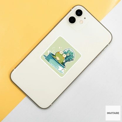 Overheated Frog Sticker, Funny Heatwave Kiddie Pool Summer Decal